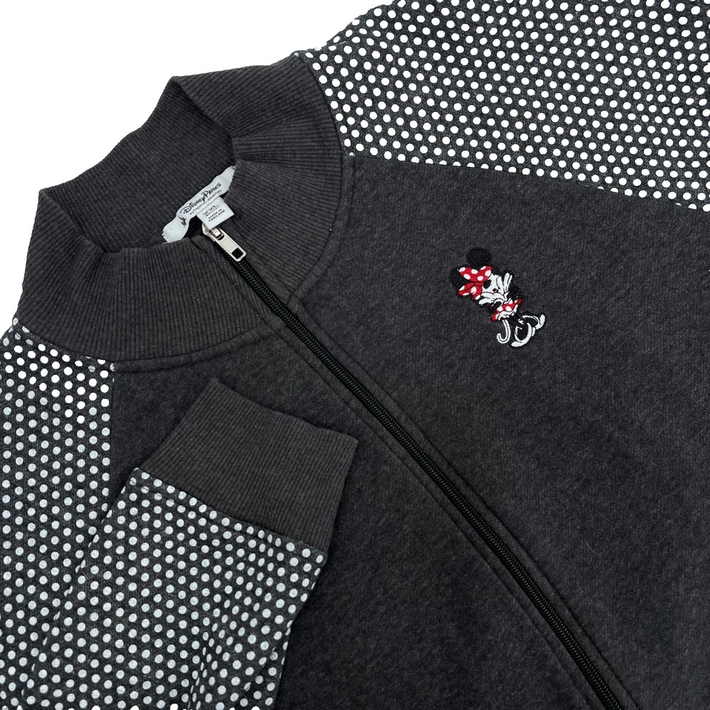 DISNEY PARKS Women's XXL Polka-Dot Embroidered Minnie Mouse Full-Zip Sweatshirt